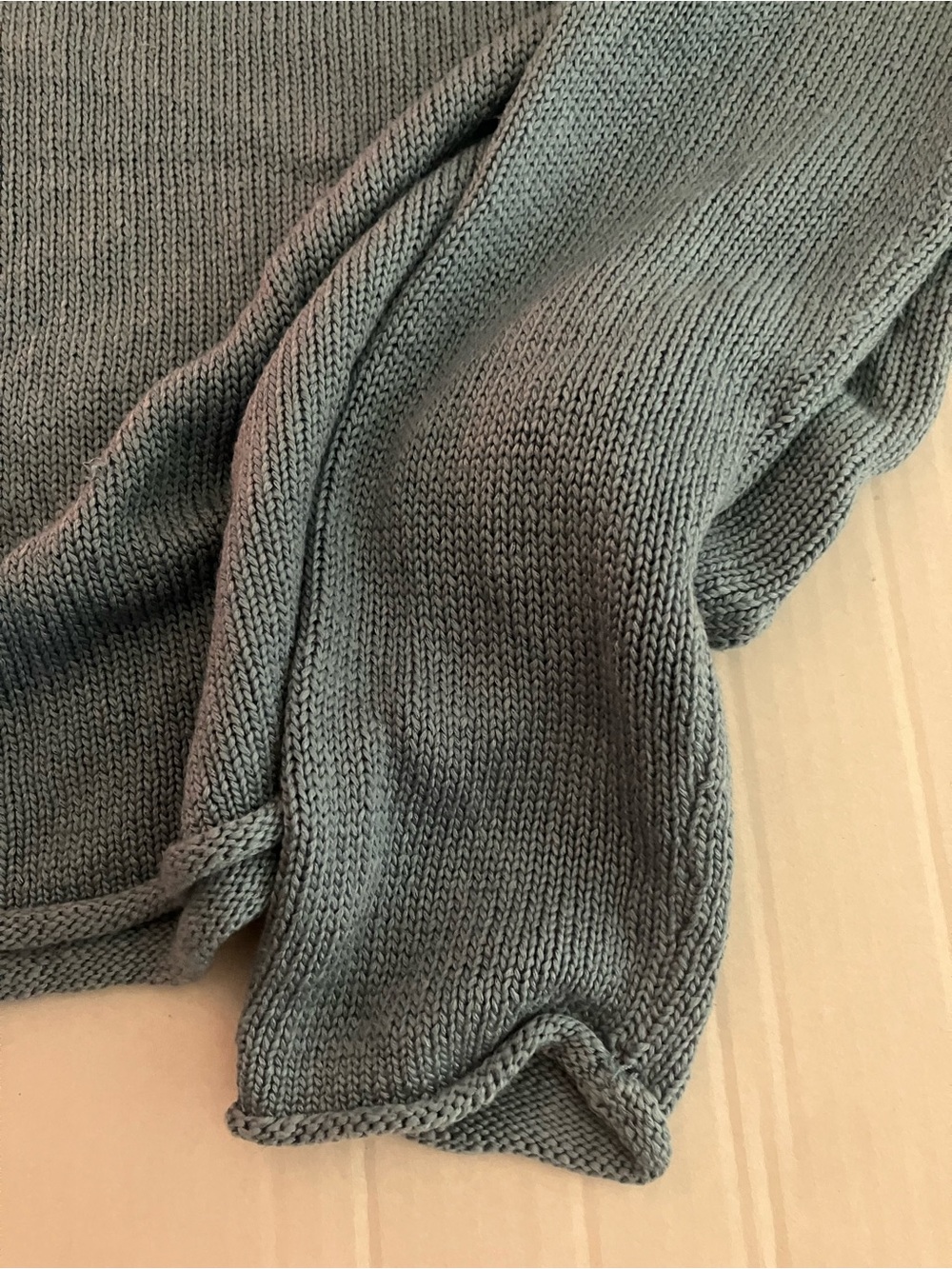 BEACH Knit Sweater Pullover in Seafoam with White Lettering - Picture 2 of 7